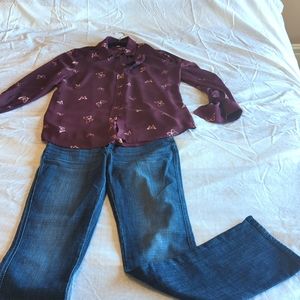 Wine Color Como Blu blouse Size L